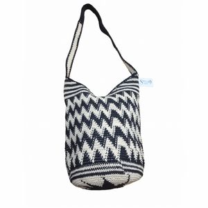 STELLA 9 ANTHROPOLOGIE BUCKET BAG PURSE WOMENS BOHEMIAN CROCHET HOBO GUATEMALAN